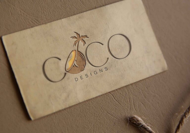 A minimalist logo design featuring a coconut, with clean lines and simple geometric shapes.
