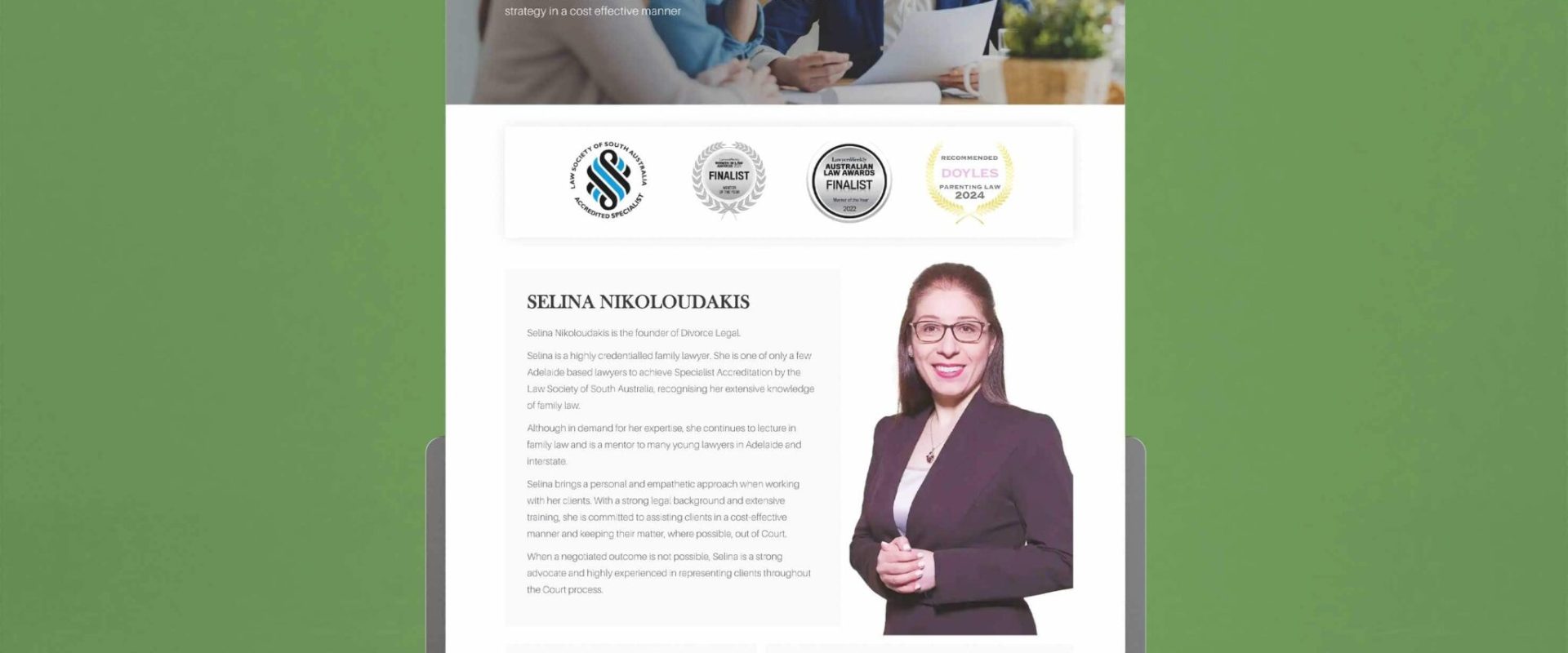 Professional website for a North Sydney law firm featuring services, team profiles, and modern design