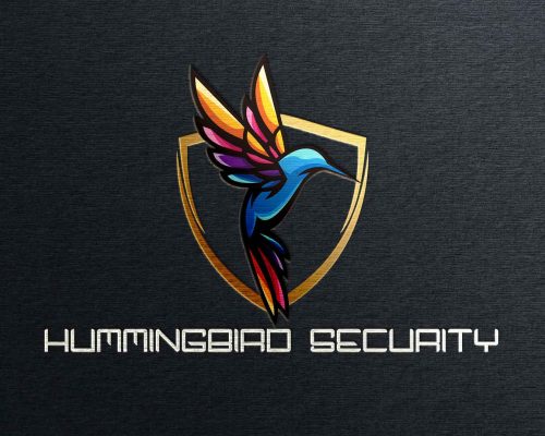 A logo design for a cyber security company featuring a hummingbird, symbolizing agility and protection in digital environments.