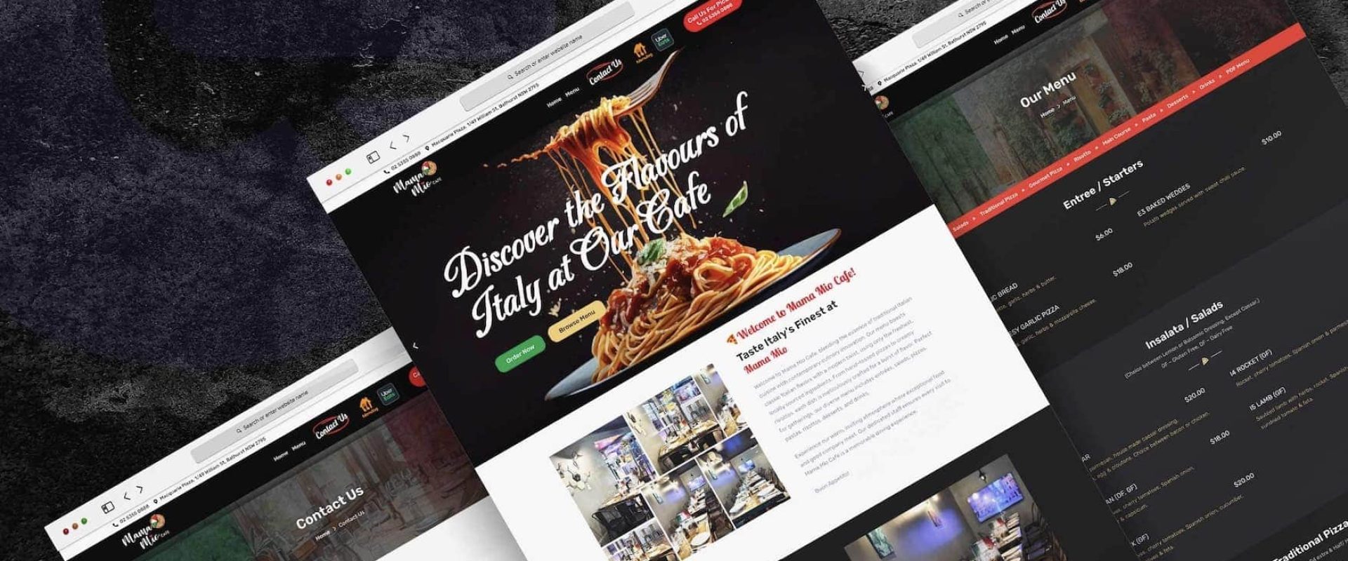 Modern website for a Parramatta restaurant featuring menu showcase, reservations, and responsive design